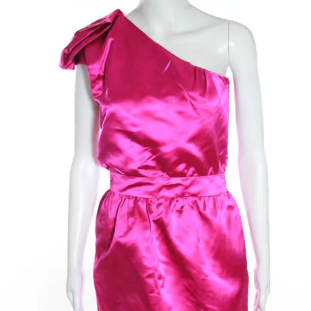Cynthia Rowley 100% Silk Zip Up One Shoulder Dress
